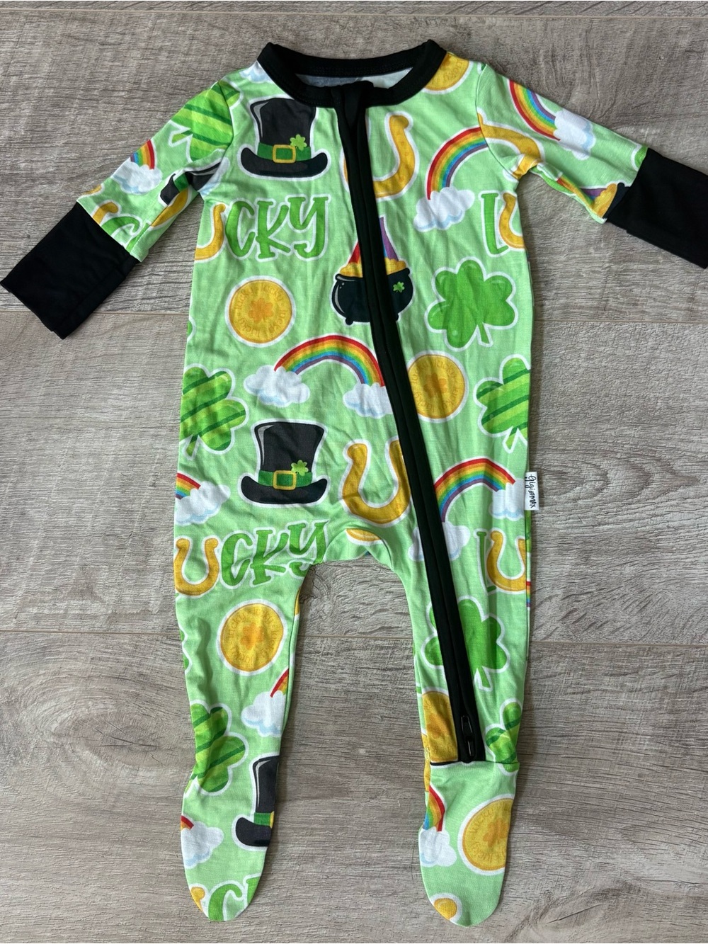 Gigi & Max St. Patrick’s Day Shamrock & Rainbow Infant Bamboo Sleeper